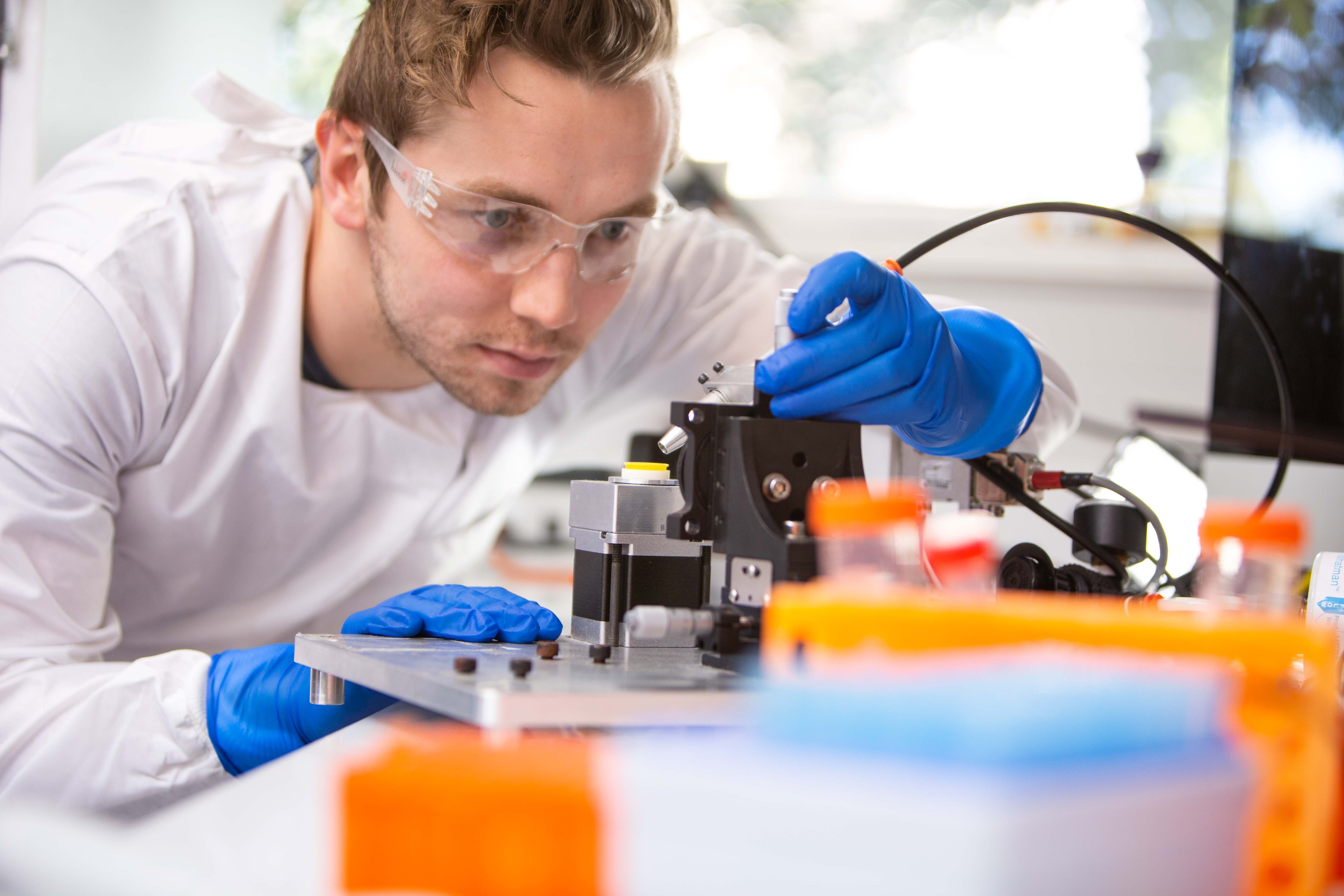 researcher working on nanopatch