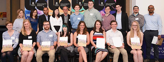 Those winners able to attend the ceremony with Head of School, Professor Paul Young (back row, 5th from left)